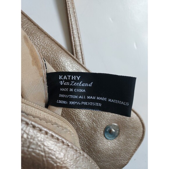 Kathy Van Zeeland Textured Gold Clutch Purse Crossbody W/Rhinestone Crown - Picture 6 of 8